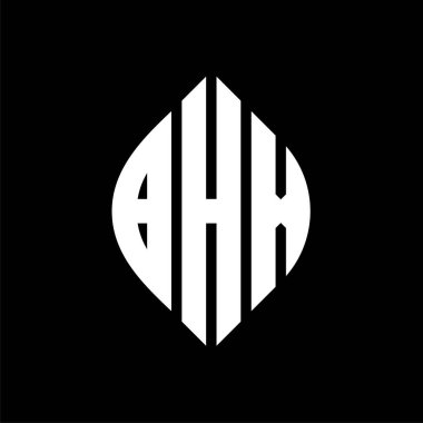Çember ve elips şekilli BHX daire harf logosu tasarımı. Tipografik biçimli BHX elips harfleri. Üç baş harf daire şeklinde bir logo oluşturuyor. BHX Çember Amblemi Soyut Monogram Harf İşaretleyici Vektörü.