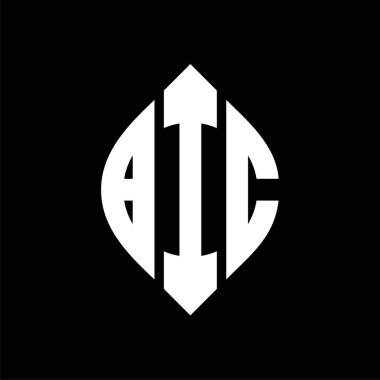 Çember ve elips şekilli BIC daire harf logosu tasarımı. BIC elips harfleri tipografik tarzda. Üç baş harf daire şeklinde bir logo oluşturuyor. BIC Çember Amblemi Soyut Monogram Harf İşaretleme Vektörü.