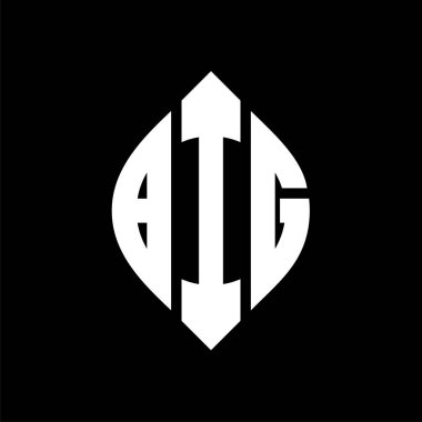 Dairesel ve elips şekilli büyük daire harf logosu tasarımı. Tipografik tarzda büyük elips harfleri. Üç baş harf daire şeklinde bir logo oluşturuyor. Büyük Çember Amblemi Soyut Monogram Harf İşaretleme Vektörü.