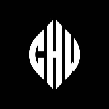 Çember ve elips şekilli CHW daire harf logosu tasarımı. Tipografik tarzda CHW elips harfleri. Üç baş harf daire şeklinde bir logo oluşturuyor. CHW Çemberi Amblemi Soyut Monogram Harf İşaretleme Vektörü.