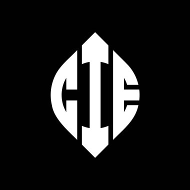 Çember ve elips şekilli CIE daire harf logosu tasarımı. Tipografik şekilli CIE elips harfleri. Üç baş harf daire şeklinde bir logo oluşturuyor. CIE Çember Amblemi Soyut Monogram Harf İşaretleyici Vektörü.