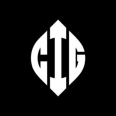 Çember ve elips şekilli CIG daire harf logosu tasarımı. Tipografik biçimli CIG elips harfleri. Üç baş harf daire şeklinde bir logo oluşturuyor. CIG Çember Amblemi Soyut Monogram Harf İşaretleyici Vektörü.
