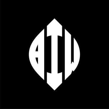 Çember ve elips şekilli BIW daire harf logosu tasarımı. Typographic tarzında BIW elips harfleri. Üç baş harf daire şeklinde bir logo oluşturuyor. BIW Çemberi Amblemi Soyut Monogram Harf İşaretleme Vektörü.