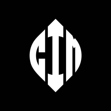 Çember ve elips şekilli CIM daire harf logosu tasarımı. Tipografik biçimli CIM elips harfleri. Üç baş harf daire şeklinde bir logo oluşturuyor. CIM Çember Amblemi Soyut Monogram Harf İşaretleyici Vektörü.