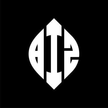 Çember ve elips şekilli BIZ daire harf logosu tasarımı. Typographic tarzında BIZ elips harfleri. Üç baş harf daire şeklinde bir logo oluşturuyor. BIZ Çember Amblemi Soyut Monogram Harf İşaretleme Vektörü.