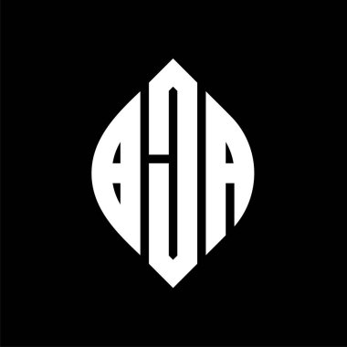 Çember ve elips şekilli BJA daire harfli logo tasarımı. Tipografik tarzda BJA elips harfleri. Üç baş harf daire şeklinde bir logo oluşturuyor. BJA Çember Amblemi Soyut Monogram Harf İşaretleyici Vektörü.