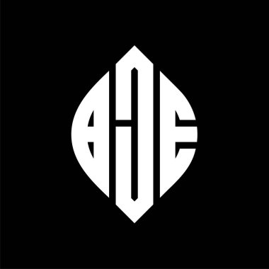 Çember ve elips şekilli BJE daire harf logosu tasarımı. Tipografik tarzda BJE elips harfleri. Üç baş harf daire şeklinde bir logo oluşturuyor. BJE Çember Amblemi Soyut Monogram Harf İşaretleyici Vektörü.