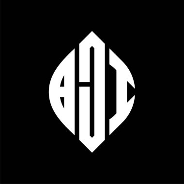 Çember ve elips şekilli BJI daire harf logosu tasarımı. Tipografik tarzda BJI elips harfleri. Üç baş harf daire şeklinde bir logo oluşturuyor. BJI Çember Amblemi Soyut Monogram Harf İşaretleyici Vektörü.