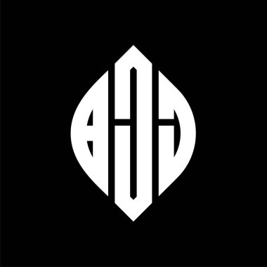Çember ve elips şekilli BJJ daire şeklinde harf logosu tasarımı. Typographic tarzında BJJ elips harfleri. Üç baş harf daire şeklinde bir logo oluşturuyor. BJJ Çember Amblemi Soyut Monogram Harf İşaretleyici Vektörü.
