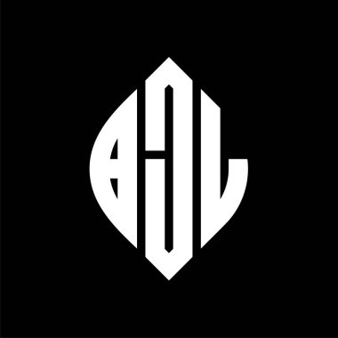 Çember ve elips şekilli BJL daire harf logosu tasarımı. Tipografik biçimli BJL elips harfleri. Üç baş harf daire şeklinde bir logo oluşturuyor. BJL Çember Amblemi Soyut Monogram Harf İşaretleyici Vektörü.