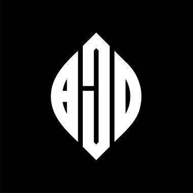 Çember ve elips şekilli BJO daire harf logosu tasarımı. Tipografik tarzda BJO elips harfleri. Üç baş harf daire şeklinde bir logo oluşturuyor. BJO Çember Amblemi Soyut Monogram Harf İşaretleyici Vektörü.
