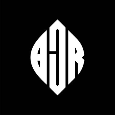 Çember ve elips şekilli BJR daire harf logosu tasarımı. Tipografik tarzda BJR elips harfleri. Üç baş harf daire şeklinde bir logo oluşturuyor. BJR Çember Amblemi Soyut Monogram Harf İşaretleyici Vektörü.