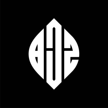 Çember ve elips şekilli BJZ daire harf logosu tasarımı. Tipografik biçimli BJZ elips harfleri. Üç baş harf daire şeklinde bir logo oluşturuyor. BJZ Çember Amblemi Soyut Monogram Harf İşaretleyici Vektörü.