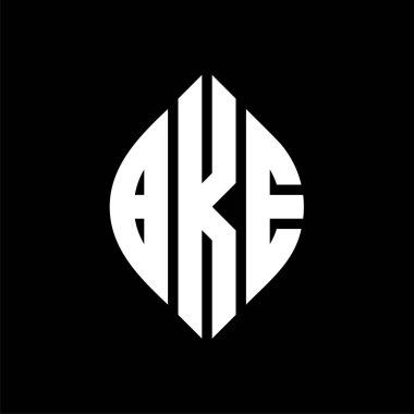 Çember ve elips şekilli BKE daire harf logosu tasarımı. Tipografik biçimli BKE elips harfleri. Üç baş harf daire şeklinde bir logo oluşturuyor. BKE Çemberi Amblemi Soyut Monogram Harf İşaretleyici Vektörü.