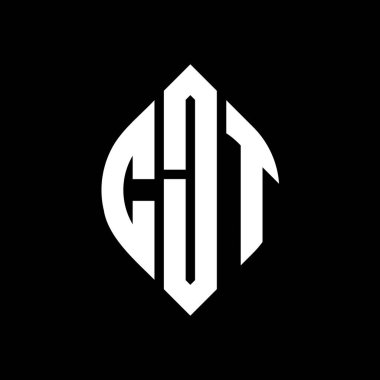 Çember ve elips şekilli CJT daire harf logosu tasarımı. Tipografik biçimli CJT elips harfleri. Üç baş harf daire şeklinde bir logo oluşturuyor. CJT Çember Amblemi Soyut Monogram Harf İşaretleyici Vektörü.