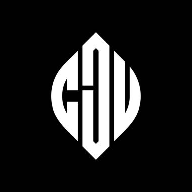 Çember ve elips şekilli CJU daire harf logosu tasarımı. İşlemci elips harfleri tipografik tarzda. Üç baş harf daire şeklinde bir logo oluşturuyor. İşlemci Çemberi Amblemi Soyut Monogram Harf İşaretleyici Vektörü.