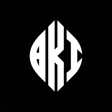 Çember ve elips şekilli BKI daire harf logosu tasarımı. Tipografik tarzda BKI elips harfleri. Üç baş harf daire şeklinde bir logo oluşturuyor. BKI Çember Amblemi Soyut Monogram Harf İşaretleyici Vektörü.