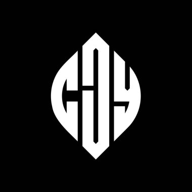 Dairesel ve elips şekilli CJY daire harf logosu tasarımı. Tipografik biçimli CJY elips harfleri. Üç baş harf daire şeklinde bir logo oluşturuyor. CJY Çember Amblemi Soyut Monogram Harf İşaretleyici Vektörü.