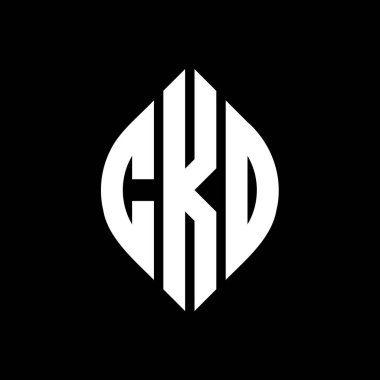 Çember ve elips şekilli CKD daire harf logosu tasarımı. Tipografik biçimli CKD elips harfleri. Üç baş harf daire şeklinde bir logo oluşturuyor. CKD Çember Amblemi Soyut Monogram Harf İşaretleyici Vektörü.