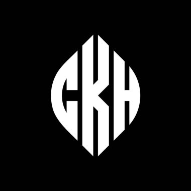 Çember ve elips şekilli CKH daire harf logosu tasarımı. Tipografik biçimli CKH elips harfleri. Üç baş harf daire şeklinde bir logo oluşturuyor. CKH Çember Amblemi Soyut Monogram Harf İşaretleyici Vektörü.
