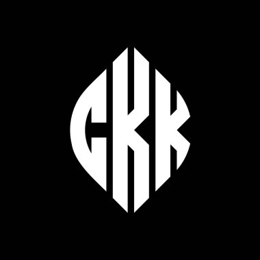 Çember ve elips şekilli CKK daire harf logosu tasarımı. Tipografik şekilli CKK elips harfleri. Üç baş harf daire şeklinde bir logo oluşturuyor. CKK Çemberi Amblemi Soyut Monogram Harf İşaretleme Vektörü.
