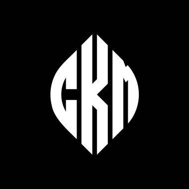 Çember ve elips şekilli CKM daire harf logosu tasarımı. Tipografik biçimli CKM elips harfleri. Üç baş harf daire şeklinde bir logo oluşturuyor. CKM Çemberi Amblemi Soyut Monogram Harf İşaretleme Vektörü.