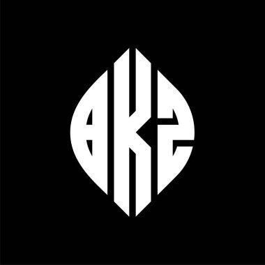 Çember ve elips şekilli BKZ daire harf logosu tasarımı. Tipografik biçimli BKZ elips harfleri. Üç baş harf daire şeklinde bir logo oluşturuyor. BKZ Çember Amblemi Soyut Monogram Harf İşaretleyici Vektörü.