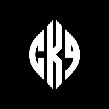 Çember ve elips şekilli CKQ daire harf logosu tasarımı. Tipografik biçimli CKQ elips harfleri. Üç baş harf daire şeklinde bir logo oluşturuyor. CKQ Çember Amblemi Soyut Monogram Harf İşaretleyici Vektörü.