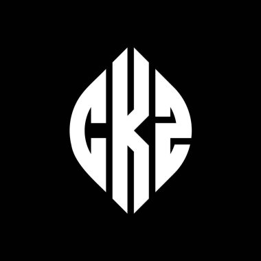 Çember ve elips şekilli CKZ daire harf logosu tasarımı. Tipografik biçimli CKZ elips harfleri. Üç baş harf daire şeklinde bir logo oluşturuyor. CKZ Çember Amblemi Soyut Monogram Harf İşaretleyici Vektörü.