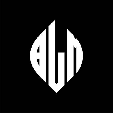 Çember ve elips şekilli BLM daire harf logosu tasarımı. Tipografik biçimli BLM elips harfleri. Üç baş harf daire şeklinde bir logo oluşturuyor. BLM Çember Amblemi Soyut Monogram Harf İşaretleyici Vektörü.