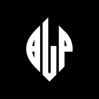 Çember ve elips şekilli BLP daire harf logosu tasarımı. Tipografik biçimli BLP elips harfleri. Üç baş harf daire şeklinde bir logo oluşturuyor. BLP Çember Amblemi Soyut Monogram Harf İşaretleyici Vektörü.