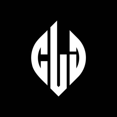 Çember ve elips şekilli CLJ daire harf logosu tasarımı. Tipografik biçimli CLJ elips harfleri. Üç baş harf daire şeklinde bir logo oluşturuyor. CLJ Çember Amblemi Soyut Monogram Harf İşaretleyici Vektörü.