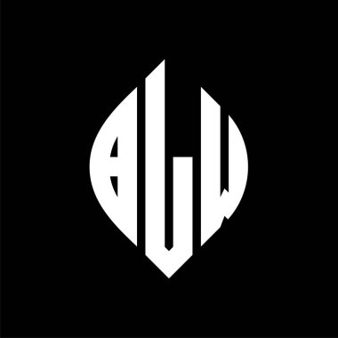Çember ve elips şekilli BLW daire harf logosu tasarımı. Tipografik biçimli BLW elips harfleri. Üç baş harf daire şeklinde bir logo oluşturuyor. BLW Çember Amblemi Soyut Monogram Harf İşaretleyici Vektörü.