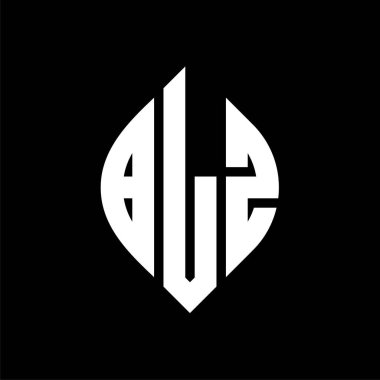 Çember ve elips şekilli BLZ daire harf logosu tasarımı. Tipografik biçimli BLZ elips harfleri. Üç baş harf daire şeklinde bir logo oluşturuyor. BLZ Çember Amblemi Soyut Monogram Harf İşaretleyici Vektörü.