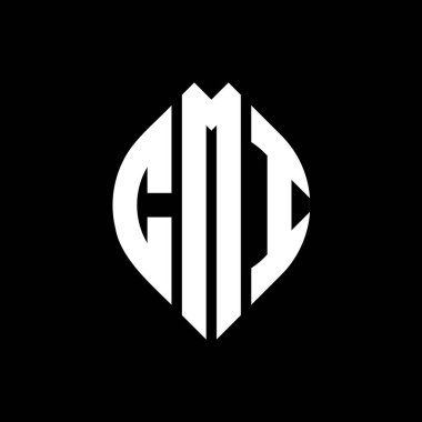 Çember ve elips şekilli CMI daire harf logosu tasarımı. Tipografik tarzda CMI elips harfleri. Üç baş harf daire şeklinde bir logo oluşturuyor. CMI Çember Amblemi Soyut Monogram Harf İşaretleyici Vektörü.