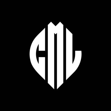 Çember ve elips şekilli CML daire harf logosu tasarımı. Tipografik biçimli CML elips harfleri. Üç baş harf daire şeklinde bir logo oluşturuyor. CML Çember Amblemi Soyut Monogram Harf İşaretleyici Vektörü.