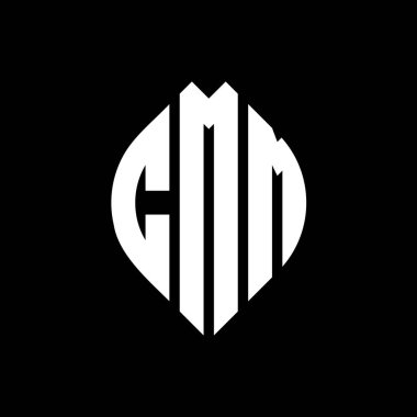 Çember ve elips şekilli CMM daire harf logosu tasarımı. Tipografik biçimli CMM elips harfleri. Üç baş harf daire şeklinde bir logo oluşturuyor. CMM Çember Amblemi Soyut Monogram Harf İşaretleyici Vektörü.