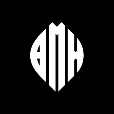 Çember ve elips şekilli BMX daire harf logosu tasarımı. BMX elips harfleri tipografik tarzda. Üç baş harf daire şeklinde bir logo oluşturuyor. BMX Çember Amblemi Soyut Monogram Harf İşaretleme Vektörü.