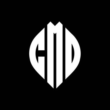Çember ve elips şekilli CMO daire harf logosu tasarımı. Tipografik biçimli CMO elips harfleri. Üç baş harf daire şeklinde bir logo oluşturuyor. CMO Çember Amblemi Soyut Monogram Harf İşaretleyici Vektörü.