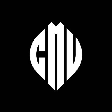 Çember ve elips şekilli CMU harf logosu tasarımı. CMU elips harfleri tipografik tarzda. Üç baş harf daire şeklinde bir logo oluşturuyor. CMU Çember Amblemi Soyut Monogram Harf İşaretleyici Vektörü.