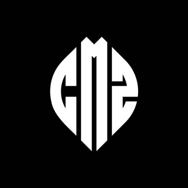 Çember ve elips şekilli CMZ daire harf logosu tasarımı. Tipografik biçimli CMZ elips harfleri. Üç baş harf daire şeklinde bir logo oluşturuyor. CMZ Çember Amblemi Soyut Monogram Harf İşaretleyici Vektörü.
