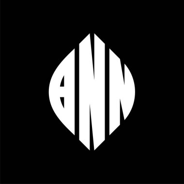 Çember ve elips şekilli BNN daire harf logosu tasarımı. Tipografik biçimli BNN elips harfleri. Üç baş harf daire şeklinde bir logo oluşturuyor. BNN Çemberi Amblemi Soyut Monogram Harf İşaretleyici Vektörü.