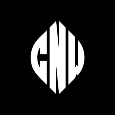 Çember ve elips şekilli CNW daire harf logosu tasarımı. CNW elips harfleri tipografik tarzda. Üç baş harf daire şeklinde bir logo oluşturuyor. CNW Çemberi Amblemi Soyut Monogram Harf İşaretleyici Vektörü.