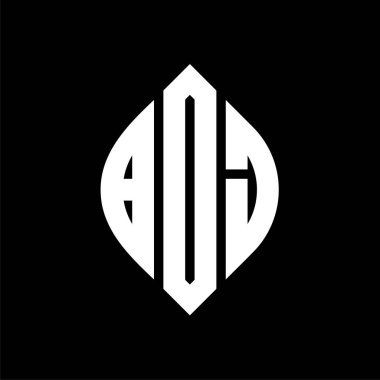 Çember ve elips şekilli BOJ daire harf logosu tasarımı. Tipografik tarzda BOJ elips harfleri. Üç baş harf daire şeklinde bir logo oluşturuyor. BOJ Çember Amblemi Soyut Monogram Harf İşaretleme Vektörü.
