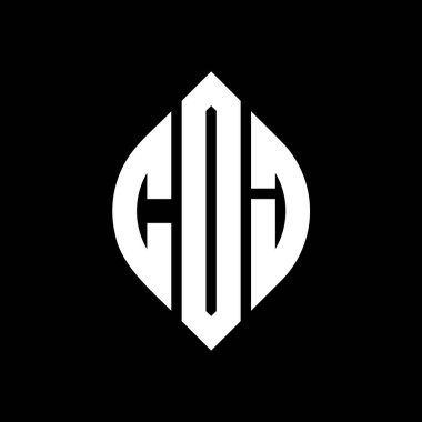 Çember ve elips şekilli COJ daire harf logosu tasarımı. COJ elips harfleri tipografik tarzda. Üç baş harf daire şeklinde bir logo oluşturuyor. COJ Çember Amblemi Soyut Monogram Harf İşaretleme Vektörü.