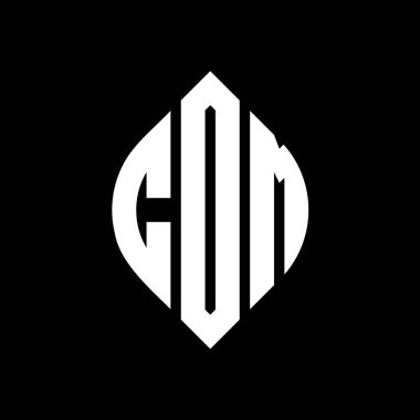 Çember şeklinde ve elips şekilli COM daire harf logosu tasarımı. Tipografik biçimli elips harfleri. Üç baş harf daire şeklinde bir logo oluşturuyor. COM Çemberi Amblemi Soyut Monogram Harf İşaretleme Vektörü.
