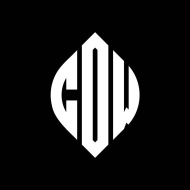 Daire şeklinde ve elips şeklinde COW yuvarlak harf logosu tasarımı. Tipografik şekilli elips harfleri. Üç baş harf daire şeklinde bir logo oluşturuyor. COW Çemberi Amblemi Soyut Monogram Harf İşaretleme Vektörü.