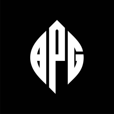 Çember ve elips şekilli BPG daire harf logosu tasarımı. Tipografik biçimli BPG elips harfleri. Üç baş harf daire şeklinde bir logo oluşturuyor. BPG Çember Amblemi Soyut Monogram Harf İşaretleyici Vektörü.