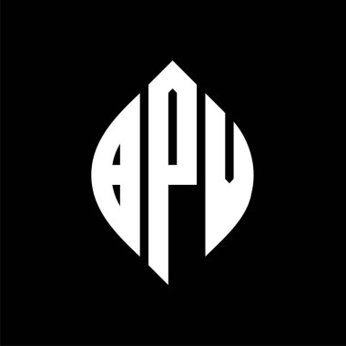 Çember ve elips şekilli BPV daire harf logosu tasarımı. Tipografik biçimli BPV elips harfleri. Üç baş harf daire şeklinde bir logo oluşturuyor. BPV Çember Amblemi Soyut Monogram Harf İşaretleyici Vektörü.