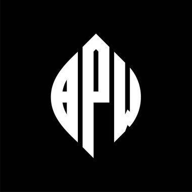 Çember ve elips şekilli BPW daire harf logosu tasarımı. Tipografik biçimli elips harfler. Üç baş harf daire şeklinde bir logo oluşturuyor. BPW Çember Amblemi Soyut Monogram Harf İşaretleyici Vektörü.
